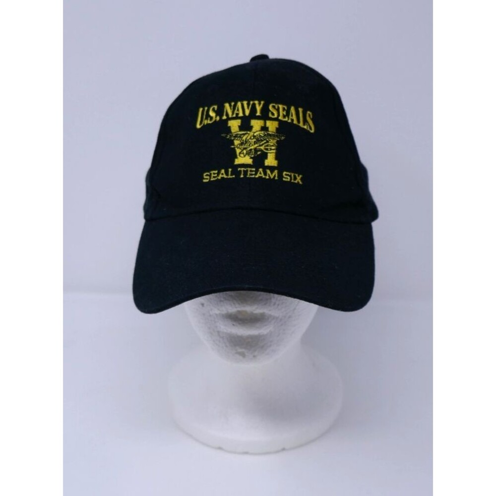 KC U.S Navy Seal Team Six Men's Adjustable Black Gold Embroidered Baseball Cap